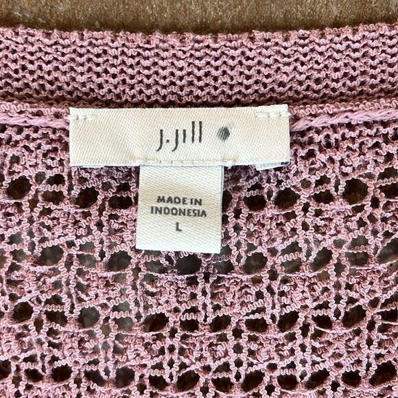 J Jill sweater Women’s Large crochet open weave tunic top *Flaw - Picture 3 of 11